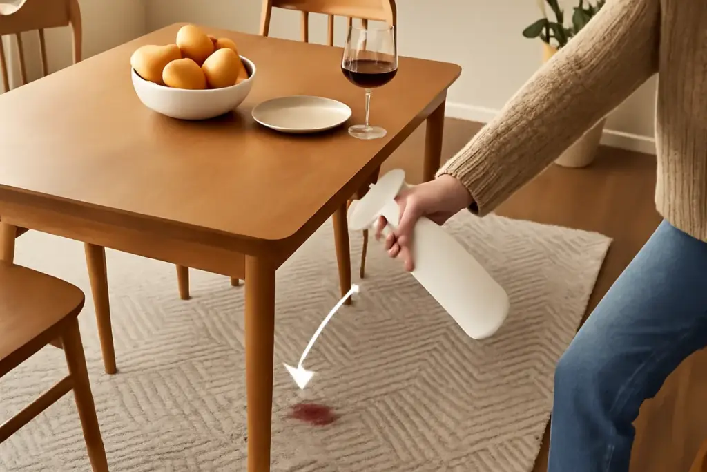 Come scegliere il tappeto sotto il tavolo da pranzo? Il trucco anti-macchia che molti ignorano