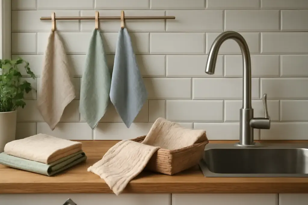 Arredare la cucina con strofinacci sostenibili: come risparmiare e avere superfici sempre igieniche