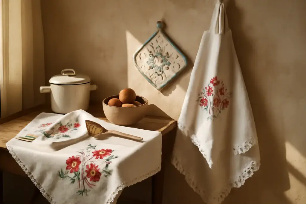 Biancheria ricamata a mano per la cucina: il valore autentico che aggiunge atmosfera alla casa