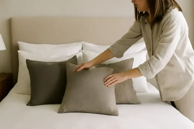 Disporre i cuscini sul letto matrimoniale: la regola estetica che pochi applicano