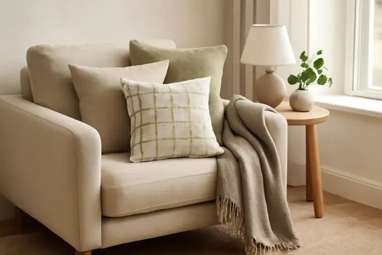 Come abbinare cuscini e plaid sulle poltrone? L’idea armoniosa per creare un angolo relax raffinato